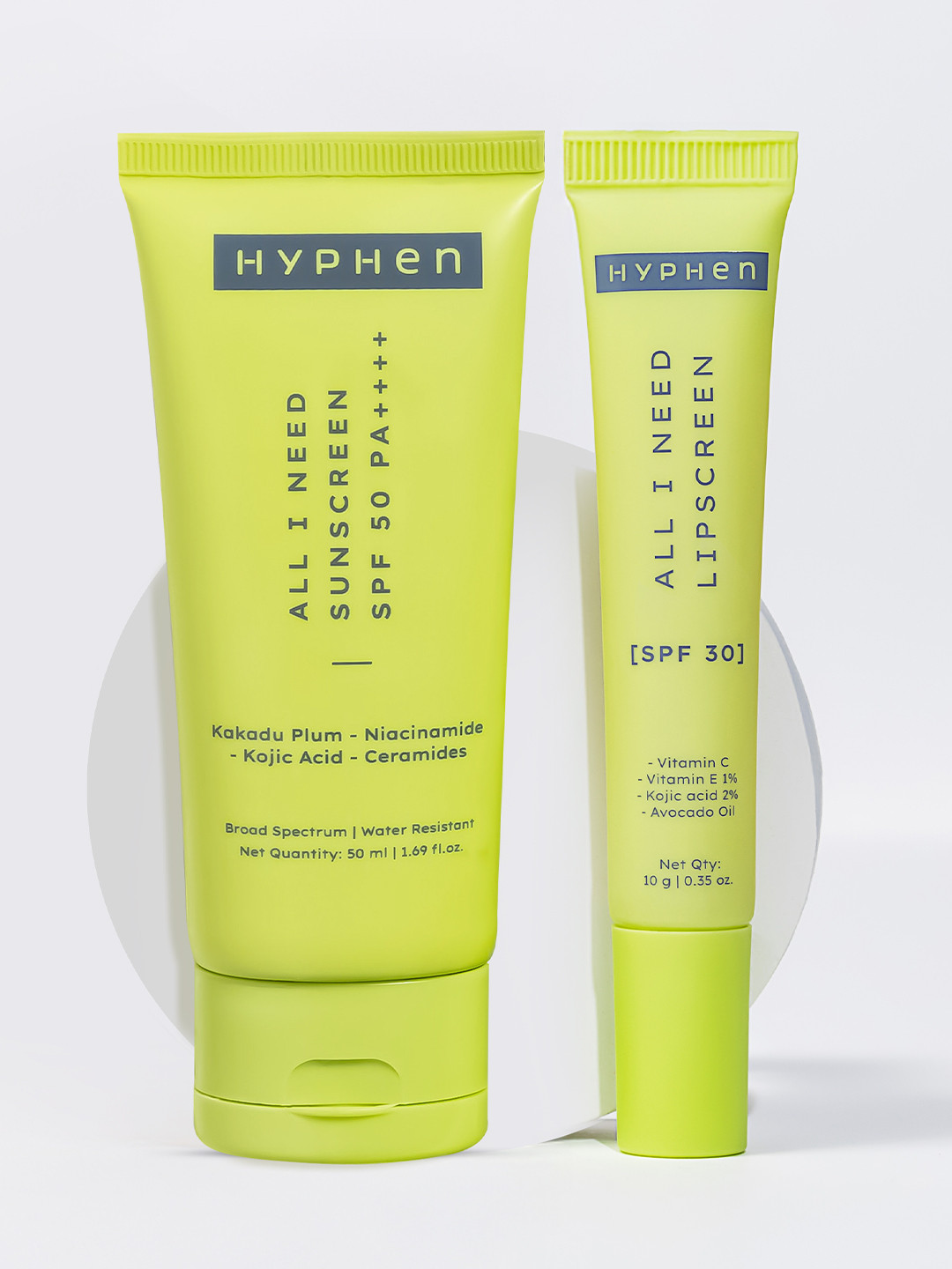 Hyphen Set of All I Need SPF50 Sunscreen - 50ml & SPF30 Lipscreen - 10g