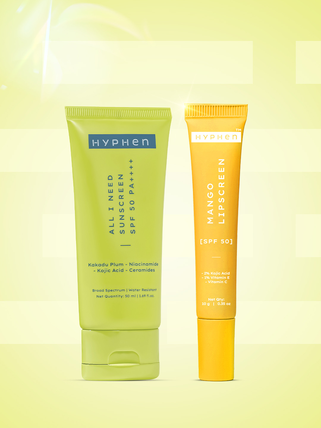 Hyphen Set of All I Need SPF50 Sunscreen - 50ml & Mango SPF50 Lipscreen - 10g