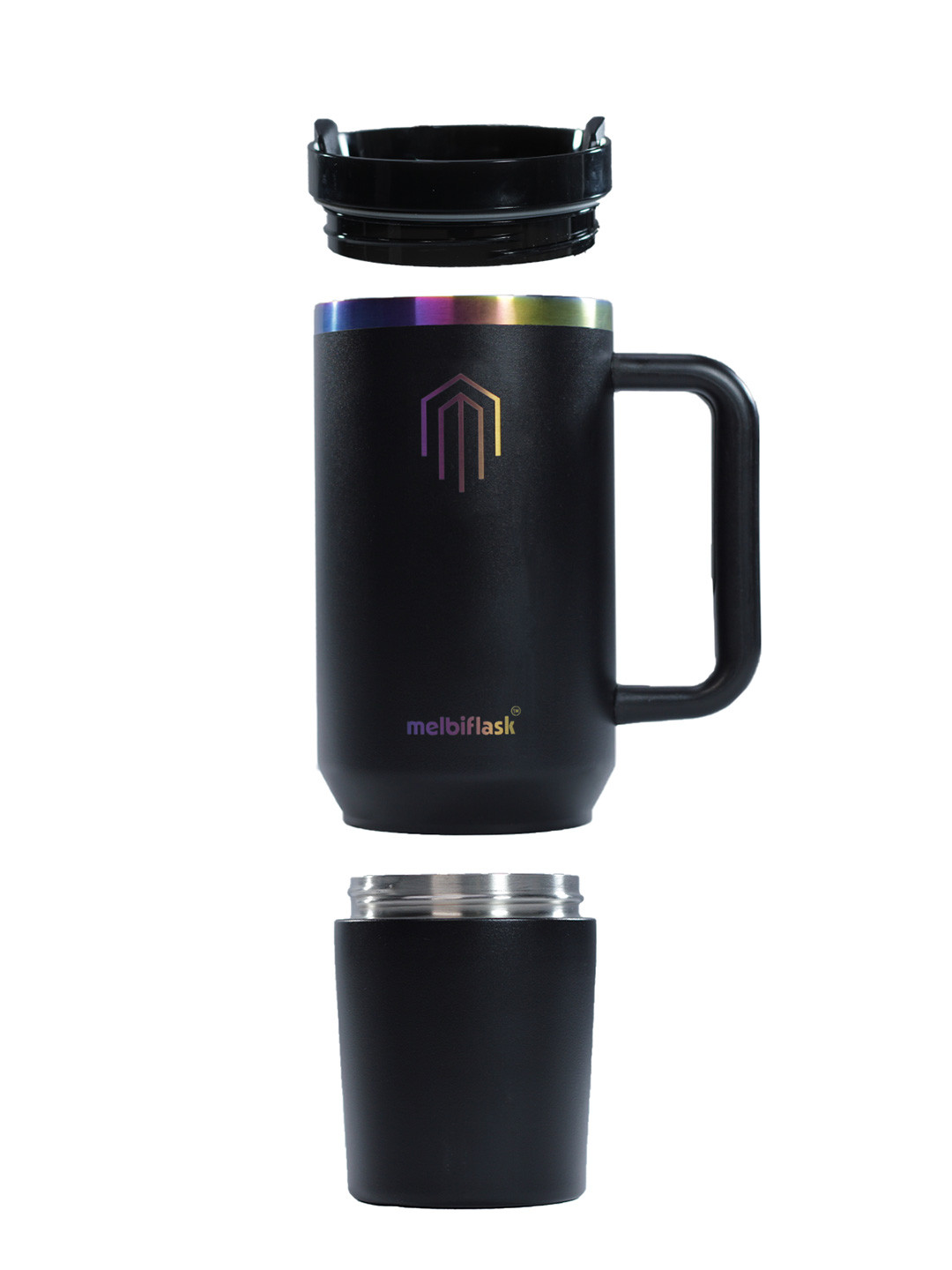 MELBIFY Black Brand Logo Stainless Steel Double Wall Vacuum Flask - 1.2L
