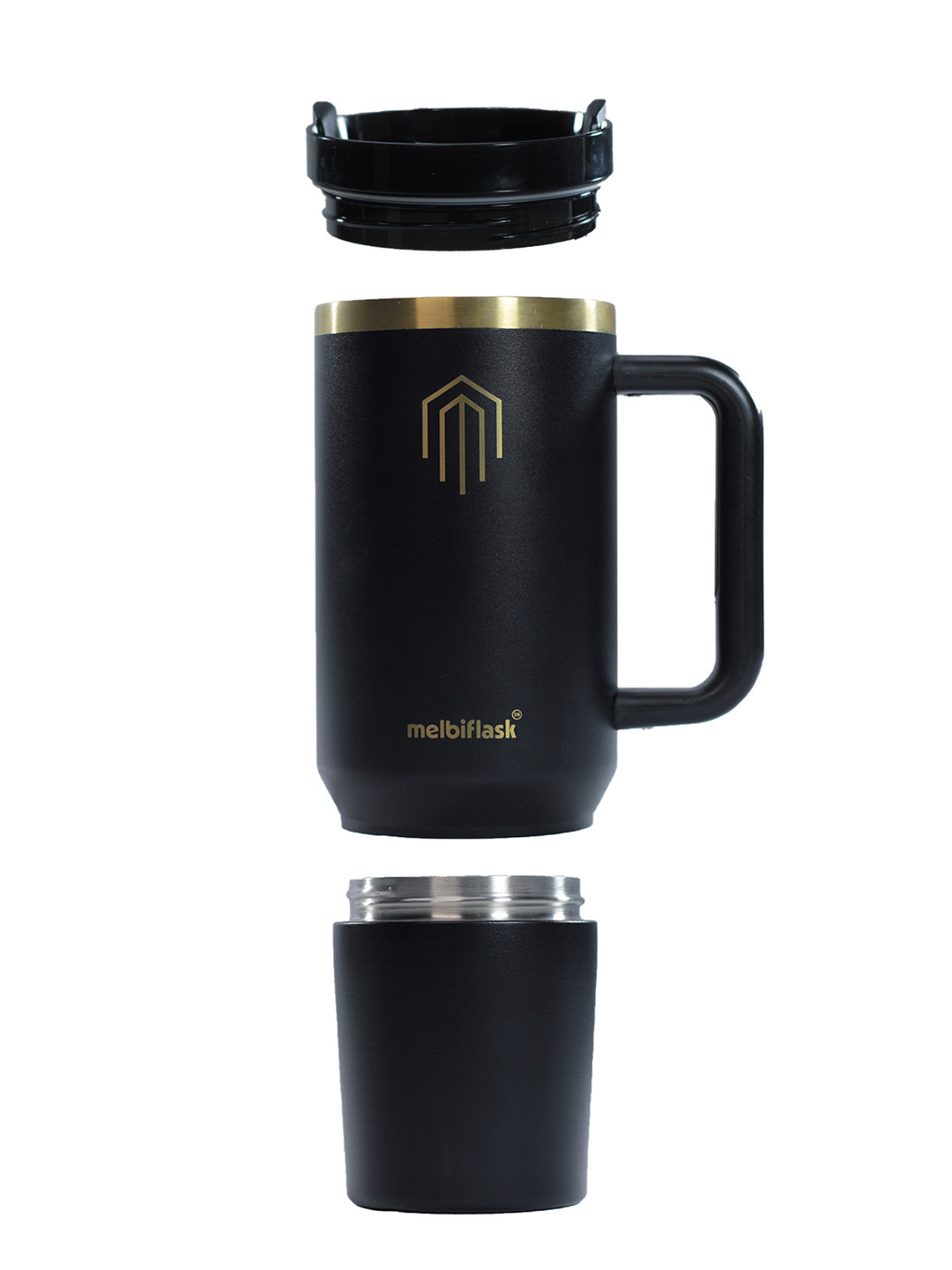 MELBIFY Black Brand Logo Stainless Steel Double Wall Vacuum Flask - 1.2L