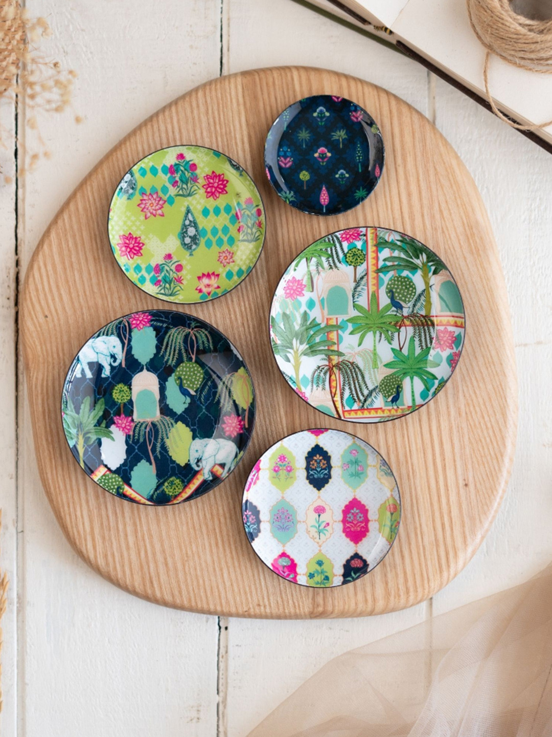 Ritualistic Set of 5 Jaipur Haveli Art Fridge Magnet