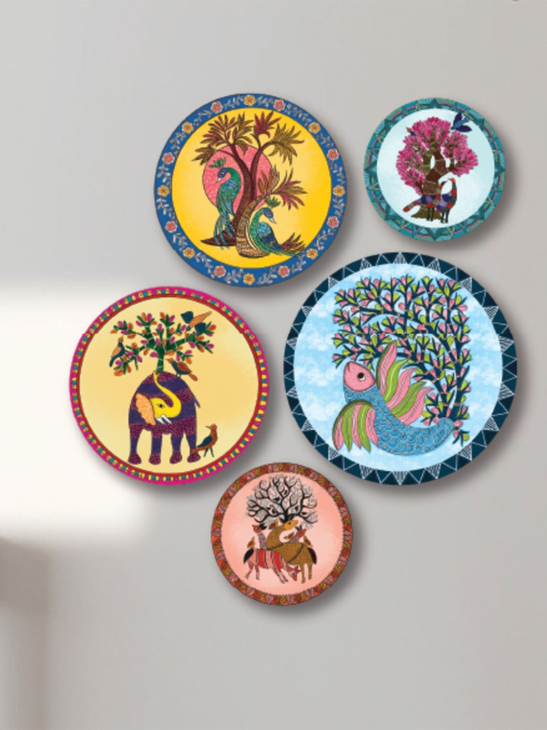 Ritualistic Set of 5 Gondth Fridge Magnet