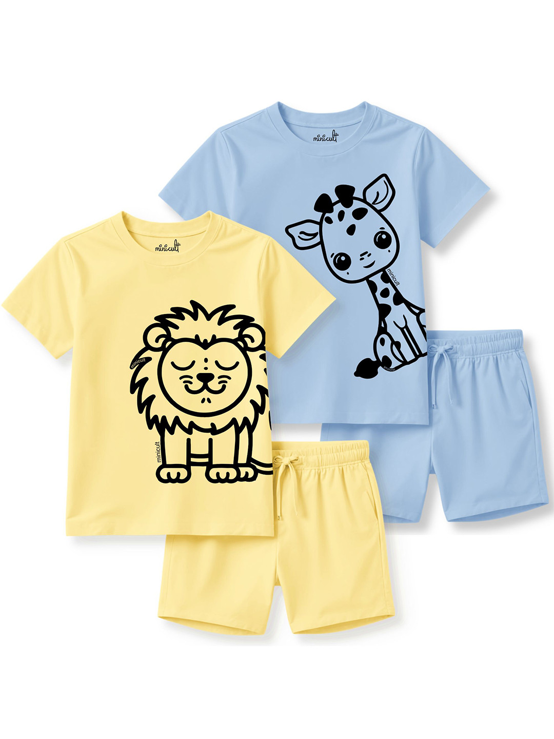 x2o Selection Of 2 Kids Printed Pure Cotton Sleeveless T-shirt With Shorts