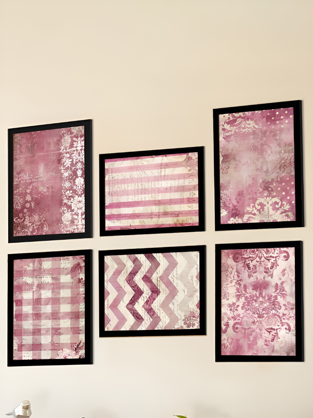Art Street Synthetic Wood 6 Pcs Wall Living Room Rectangle Paintings Wall Art -9.40 x 13In