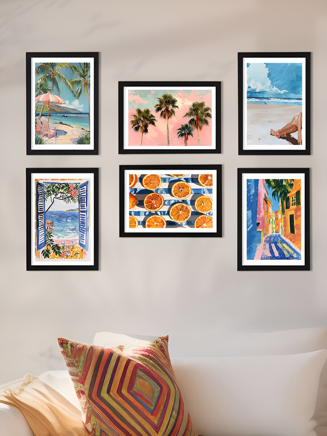 Art Street Blue & Orange 6 Pieces Synthetic Wood Other Wall Art