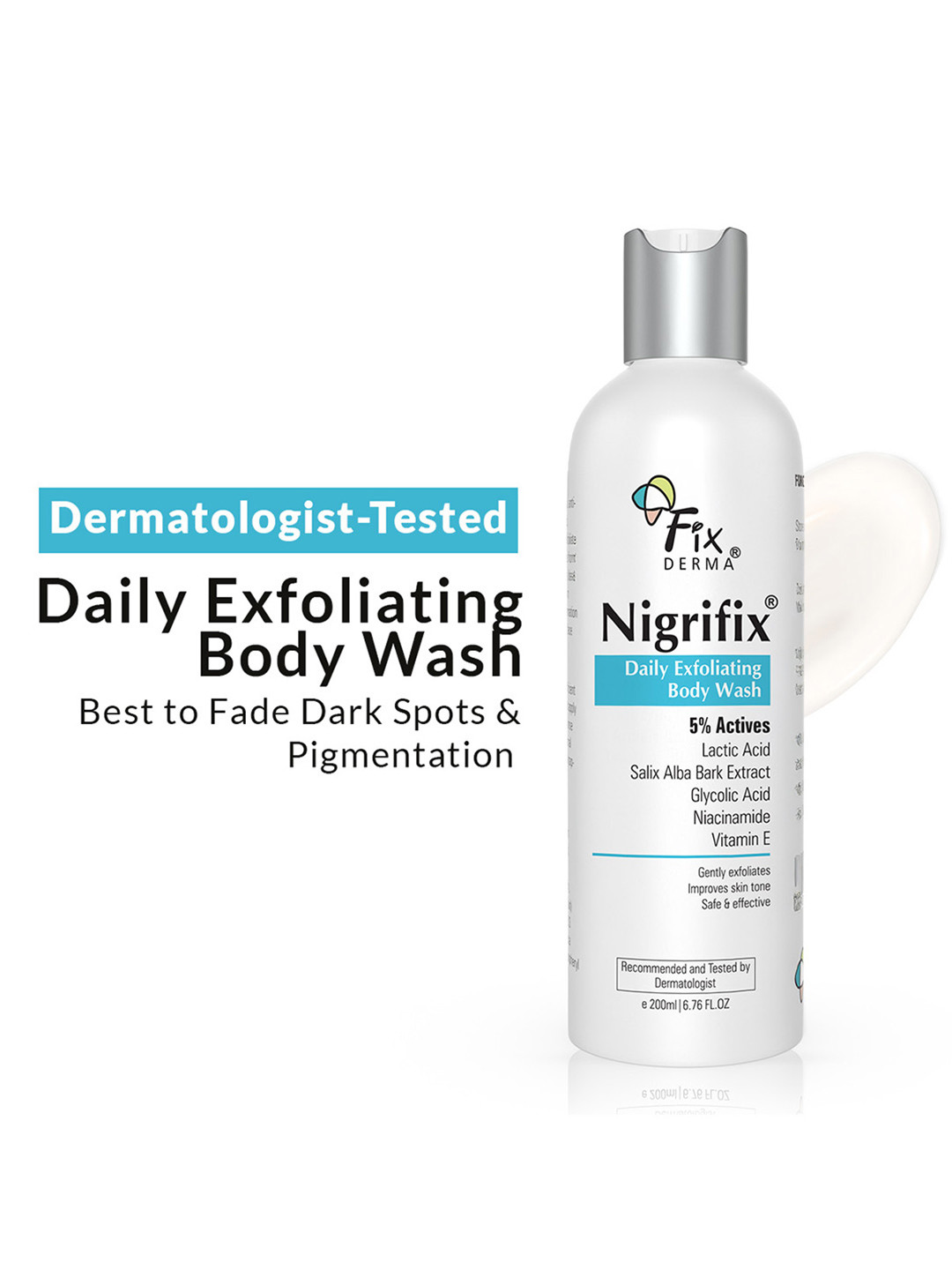 FIXDERMA Nigrifix Daily Exfoliating Body Wash With 5% Actives - 200ml