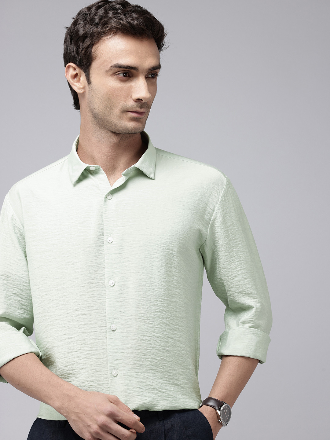 Van Heusen Crushed Slim Fit Casual Shirt