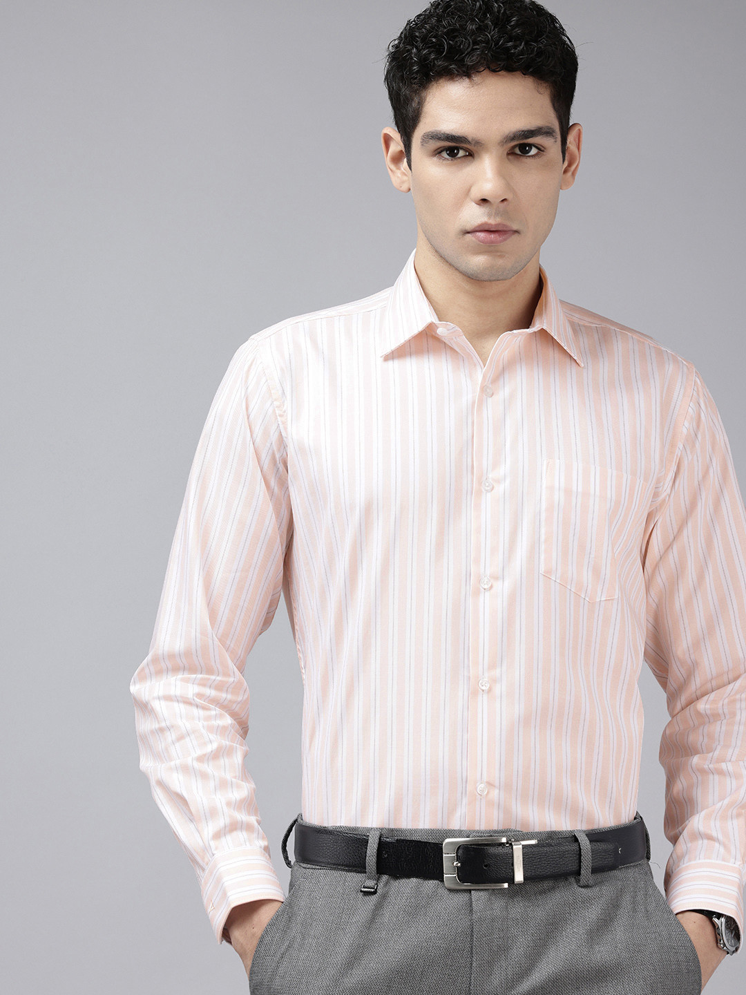 Van Heusen Custom Vertical Stripes Pure Cotton Formal Shirt
