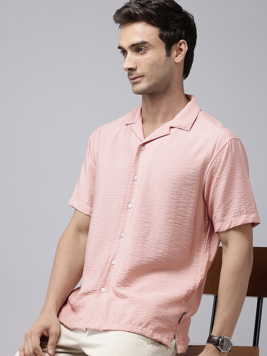 Van Heusen Crushed Relaxed Fit Casual Shirt