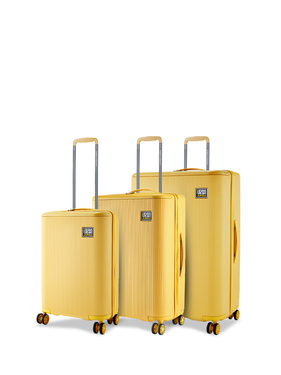 Safari By Safari Set Of 3 Yellow Light Weight Hardside Trolley Polycarbonate Suitcase