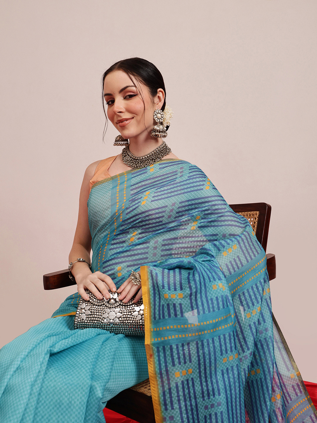 Silk Land Half and Half Digital Print Saree