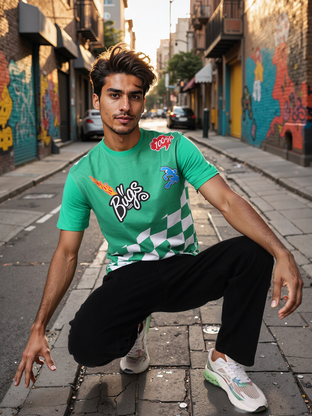 The Indian Garage Co Men Bugs Bunny Graphic Printed Round Neck Cotton Slim Fit T-shirt