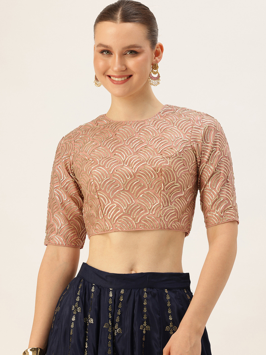 Ethnovog Embroidered Gotta Patti Net Saree Blouse