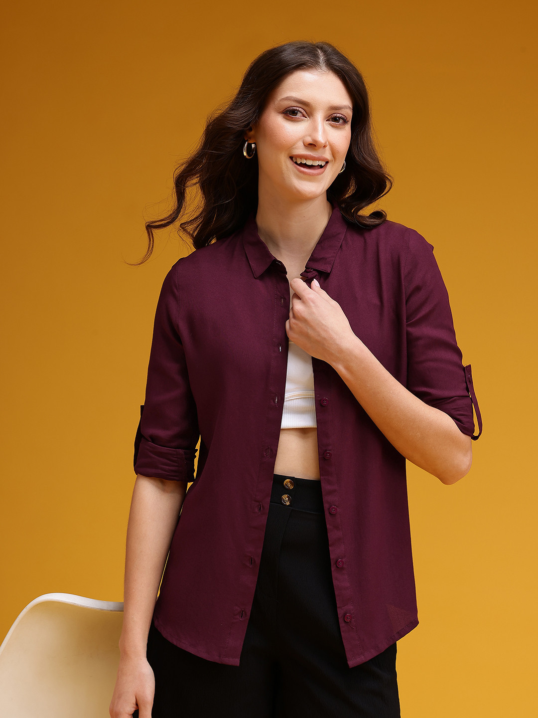 HERE&NOW Roll-Up Sleeves Casual Shirt