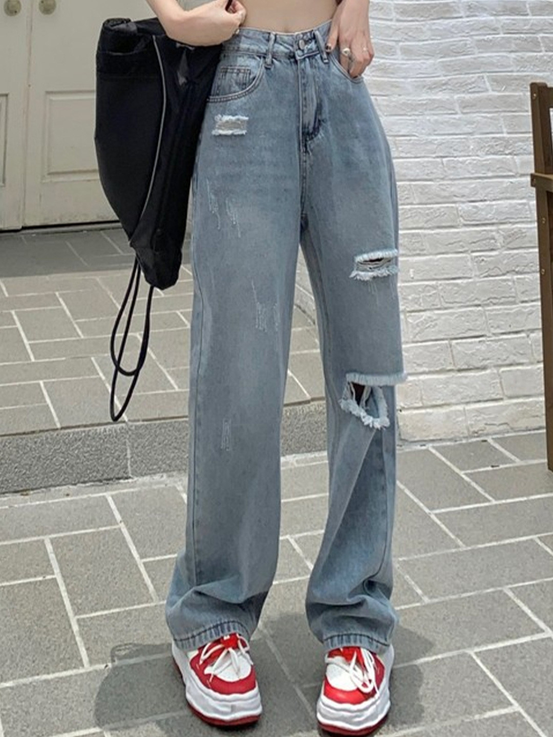 The Roadster Lifestyle Co. Cotton Highly Distressed Mid-RiseLight Fade  Jeans