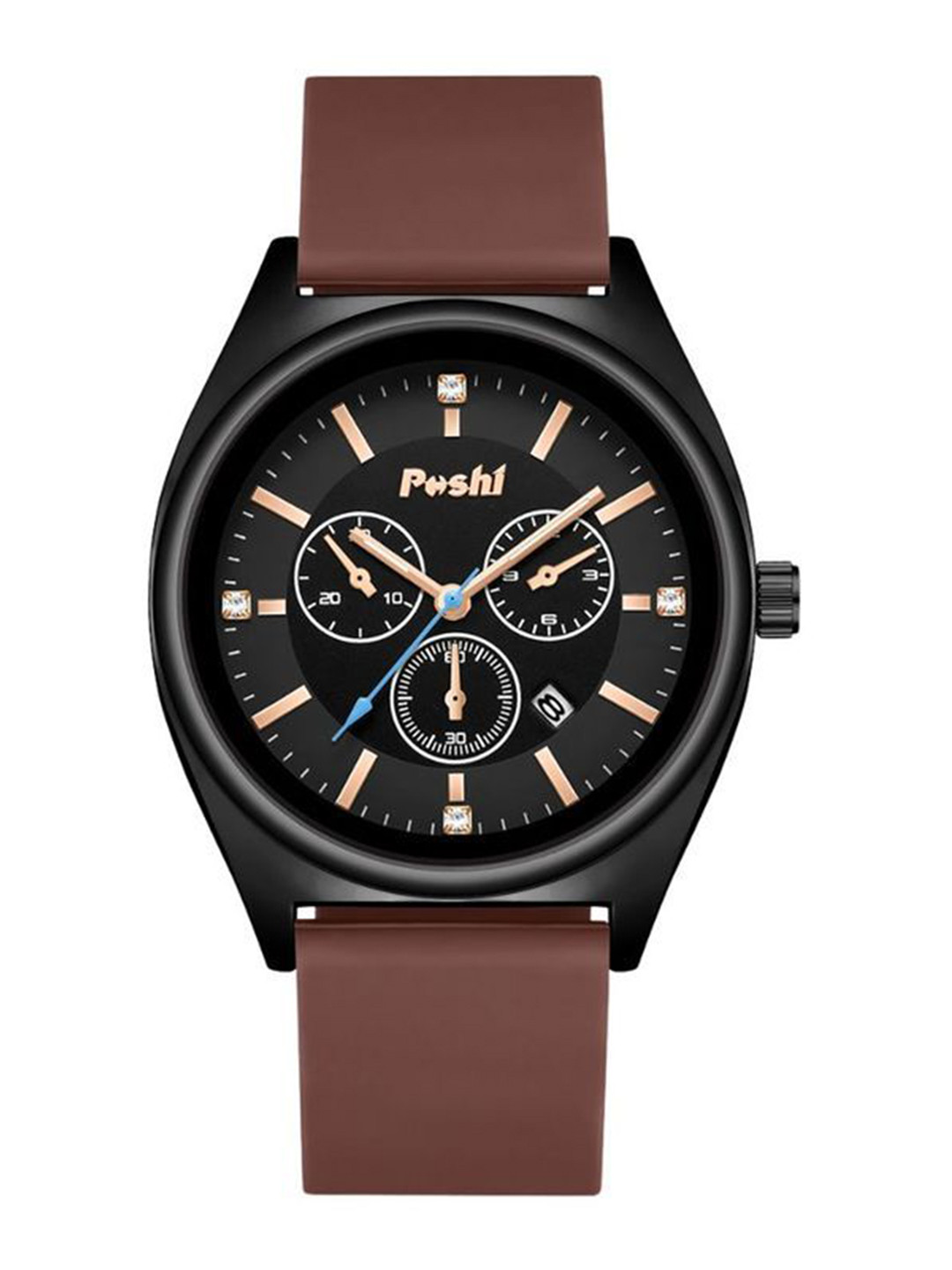 Poshi Women Round Dial Silicone Strap Watch with Adjustable Clasp