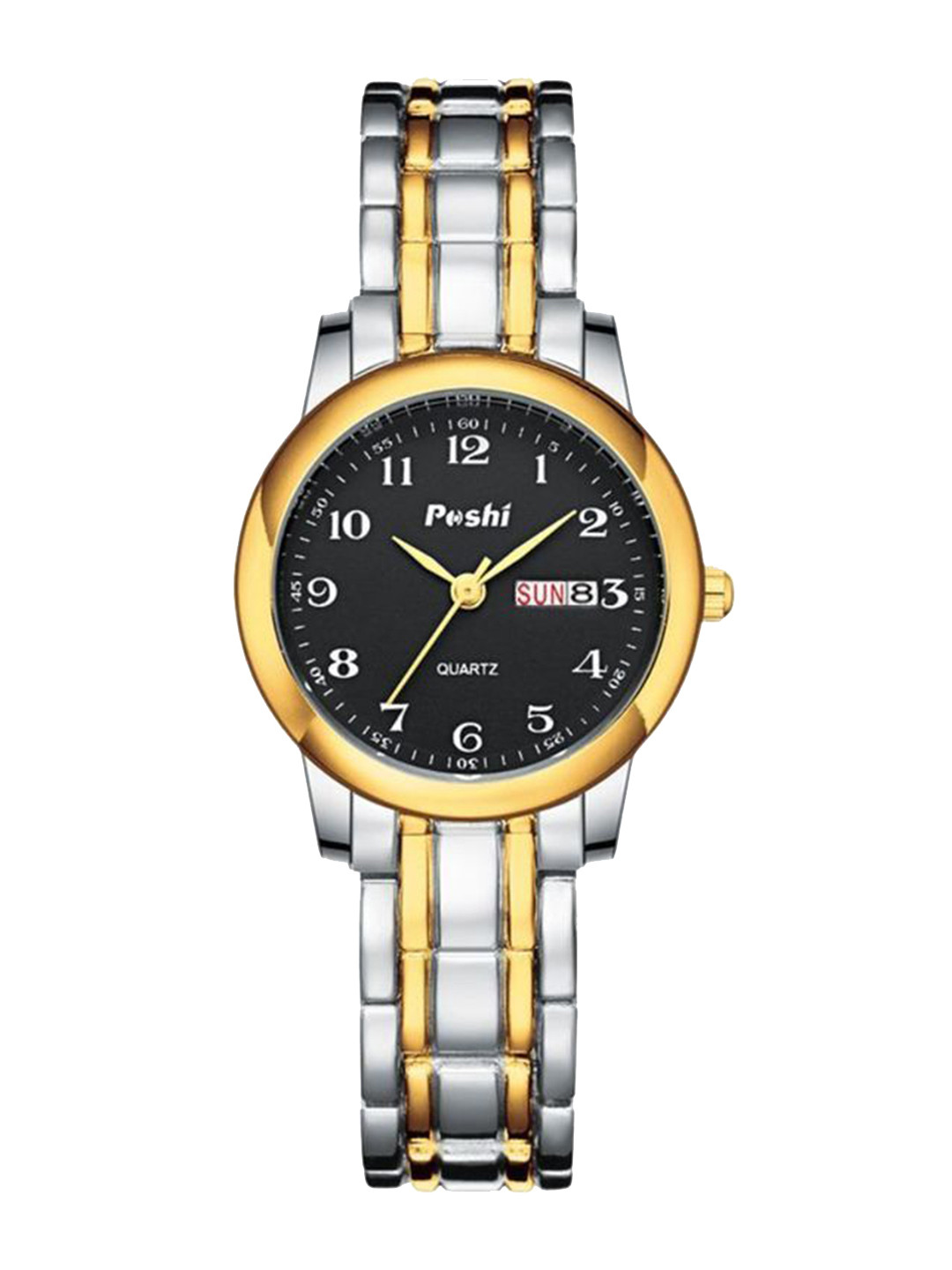 Poshi Women Round Dial Stainless Steel Strap Watch with Adjustable Clasp