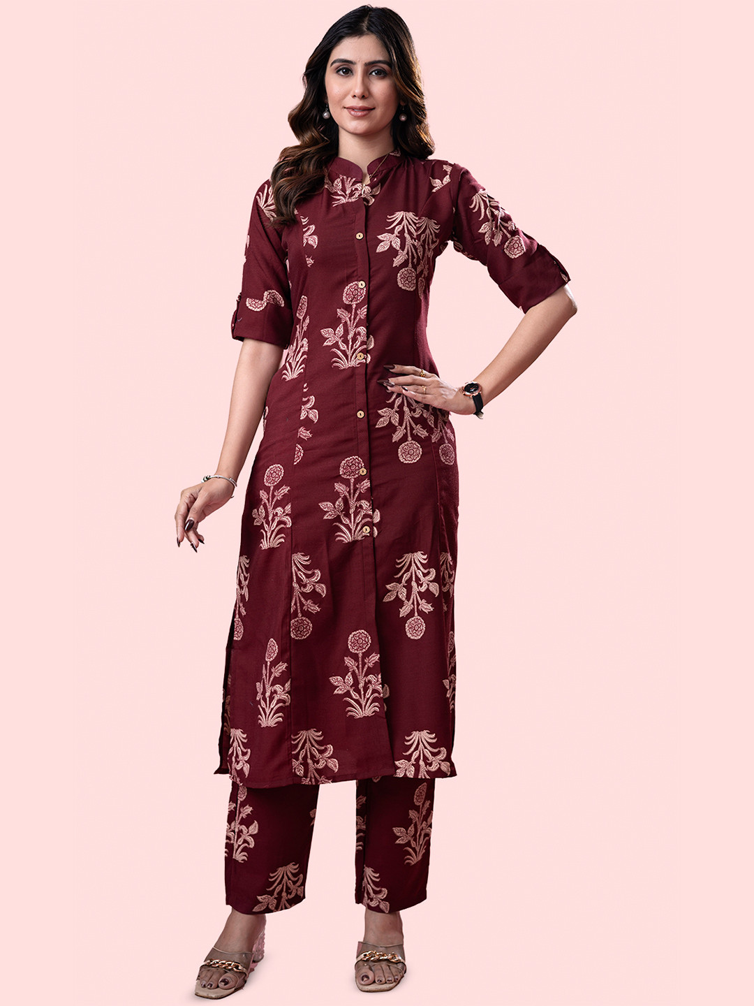 Sun Fashion And Lifestyle Women Floral Printed Regular Kurta with Trousers