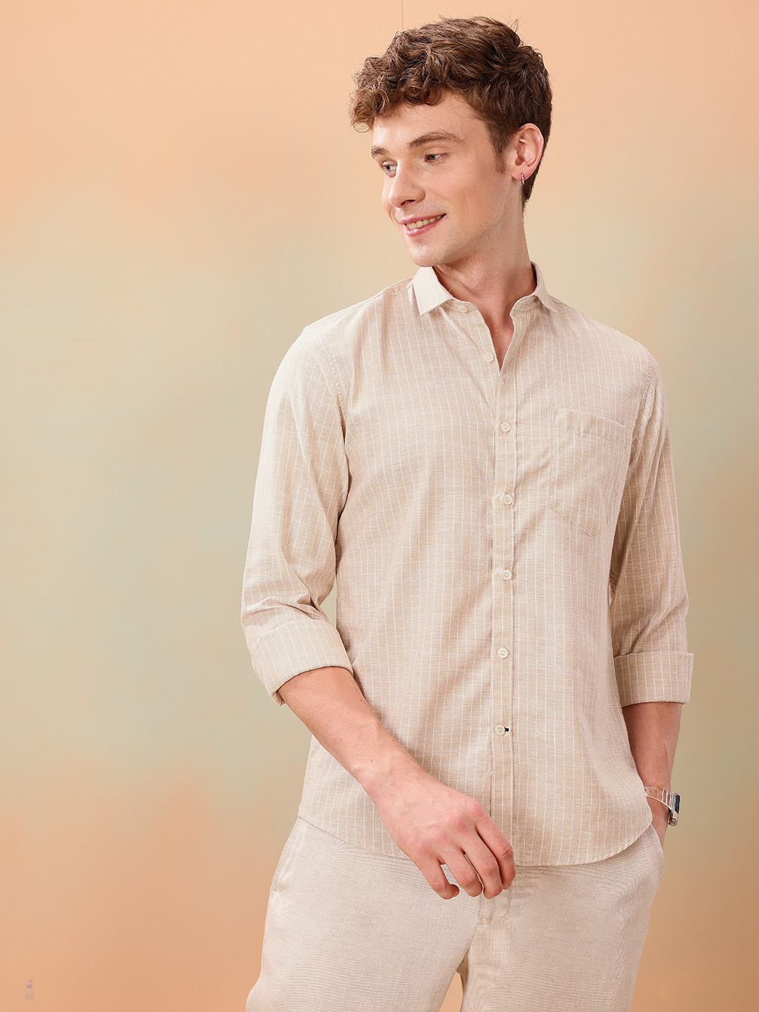 Mast & Harbour Striped Regular Fit Shirt