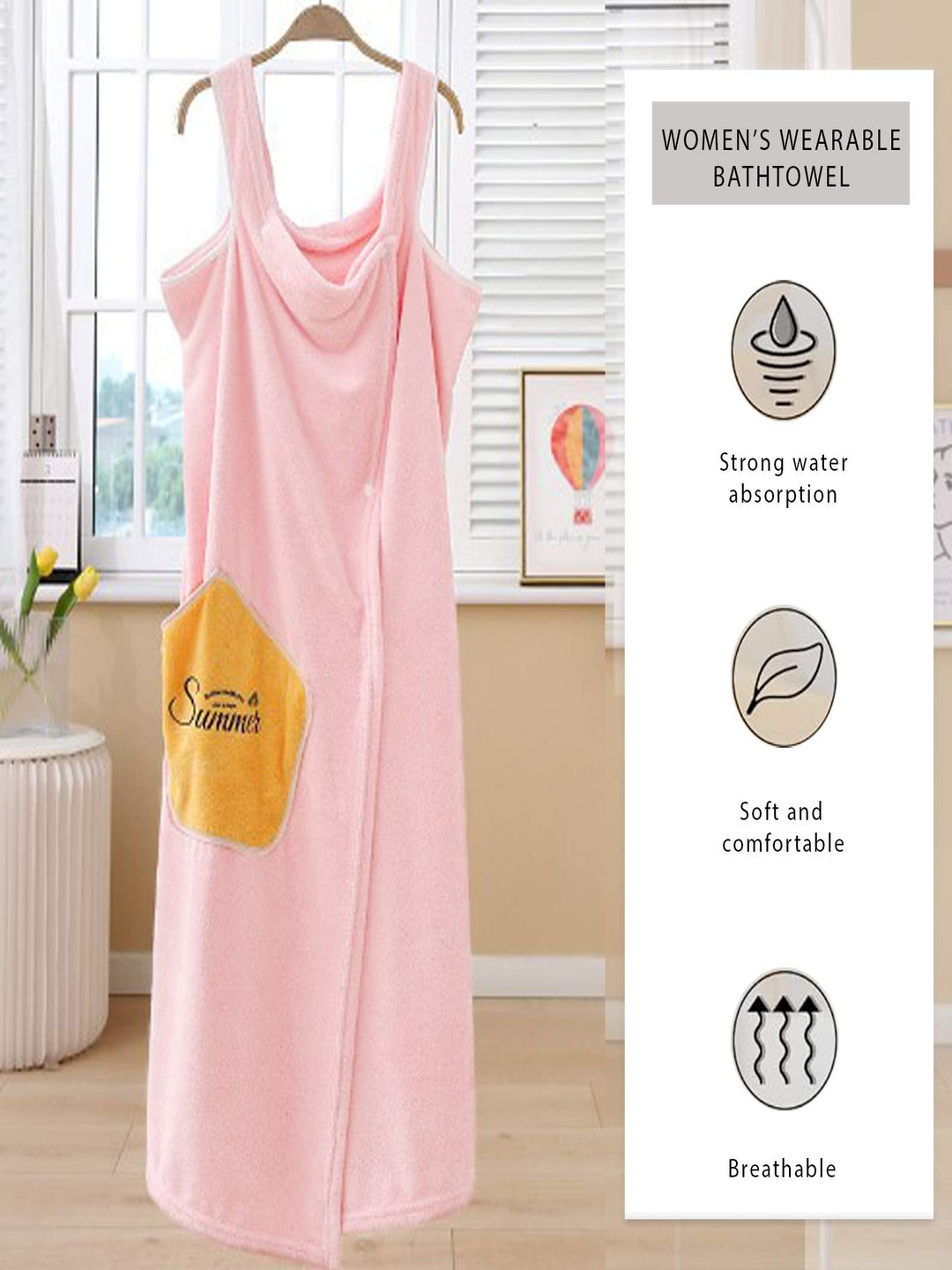 HOUSSE Pink Textured Microfiber Bath Robe