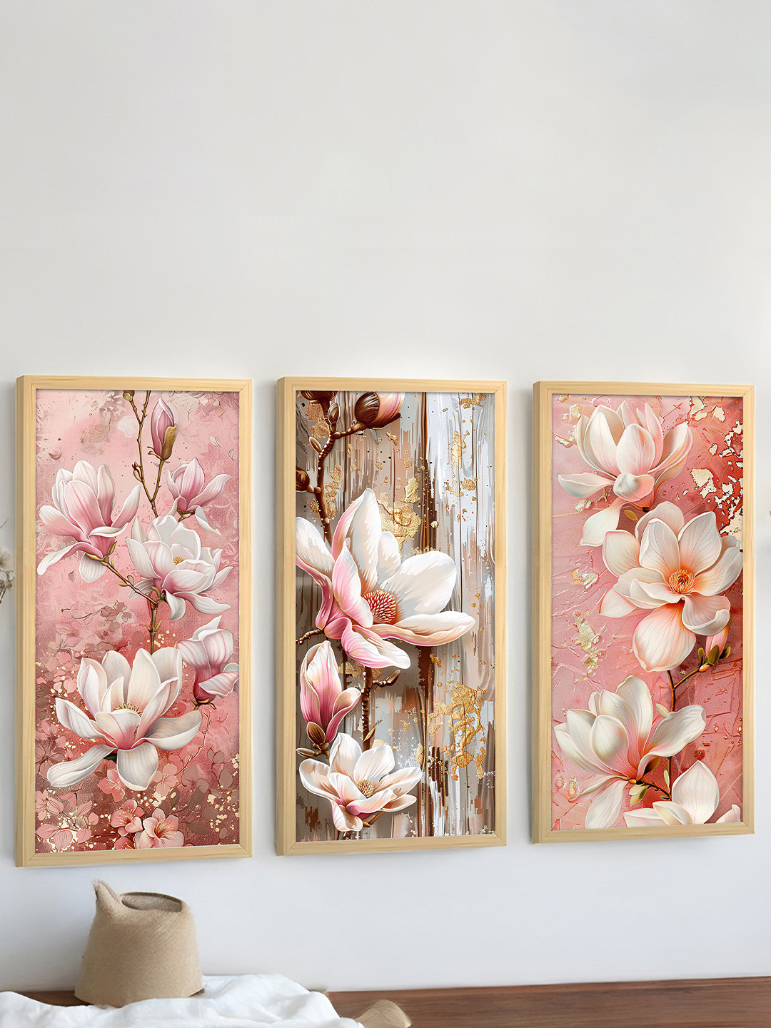 Art Street Pink & White 3 Pieces Floral & Botanical Wall Art
