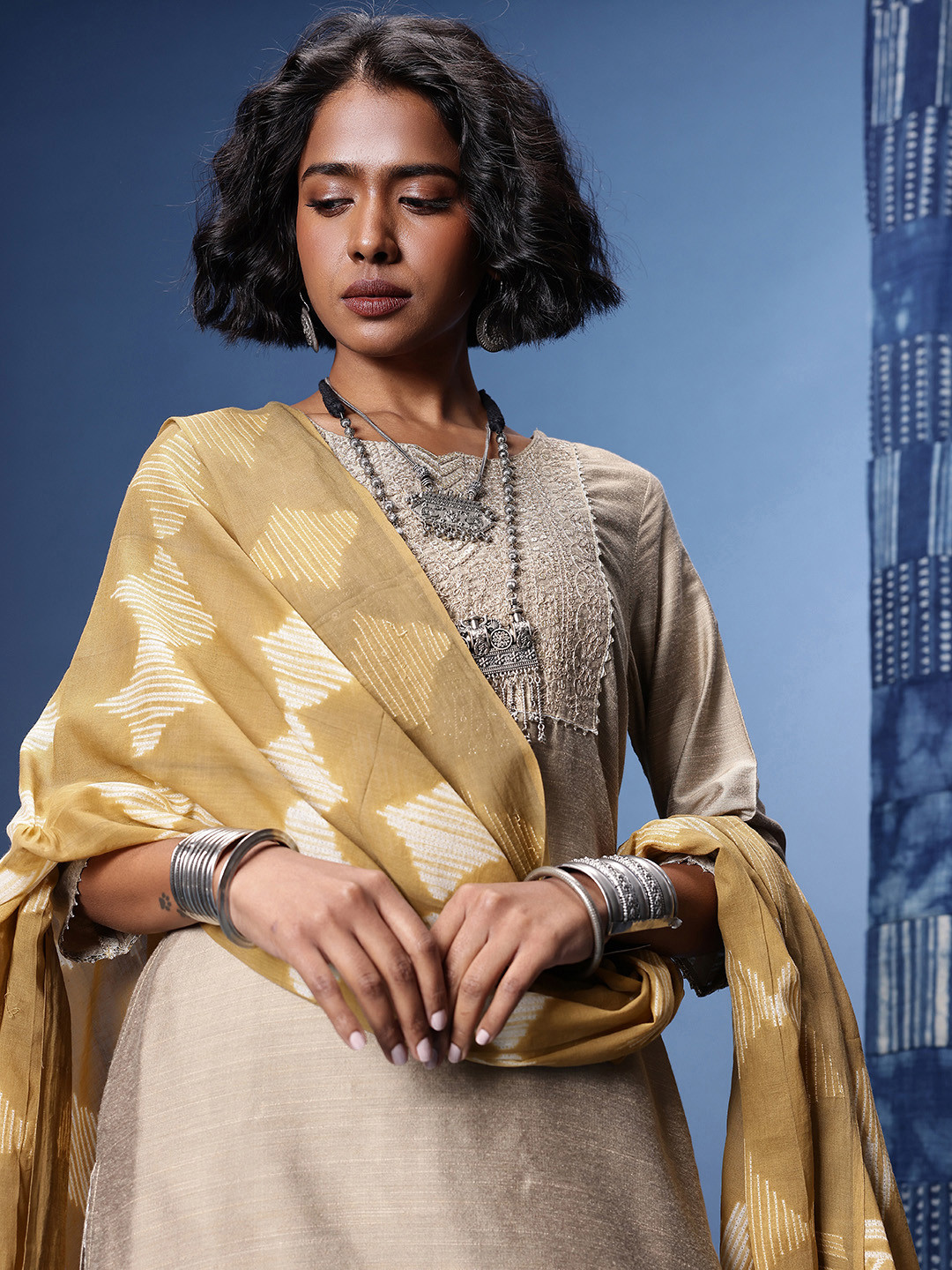 Taavi Diamond Printed Shibori Dupatta