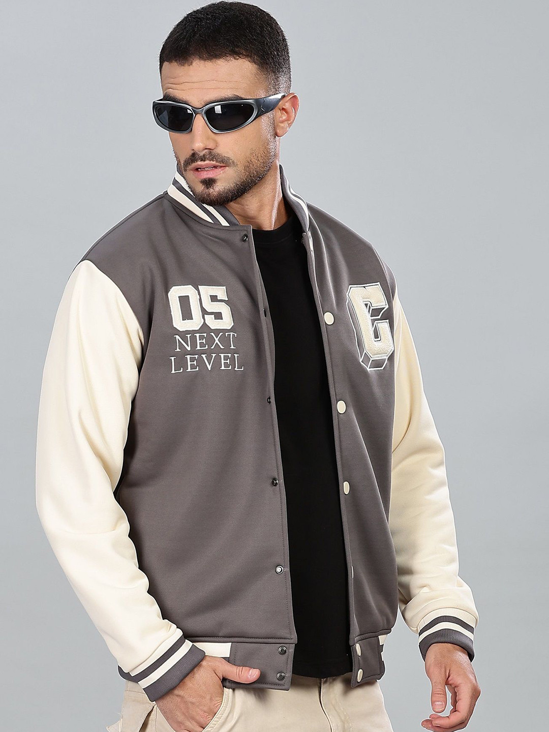 COLOR HUNT Men Typography Embroidered Varsity Jacket