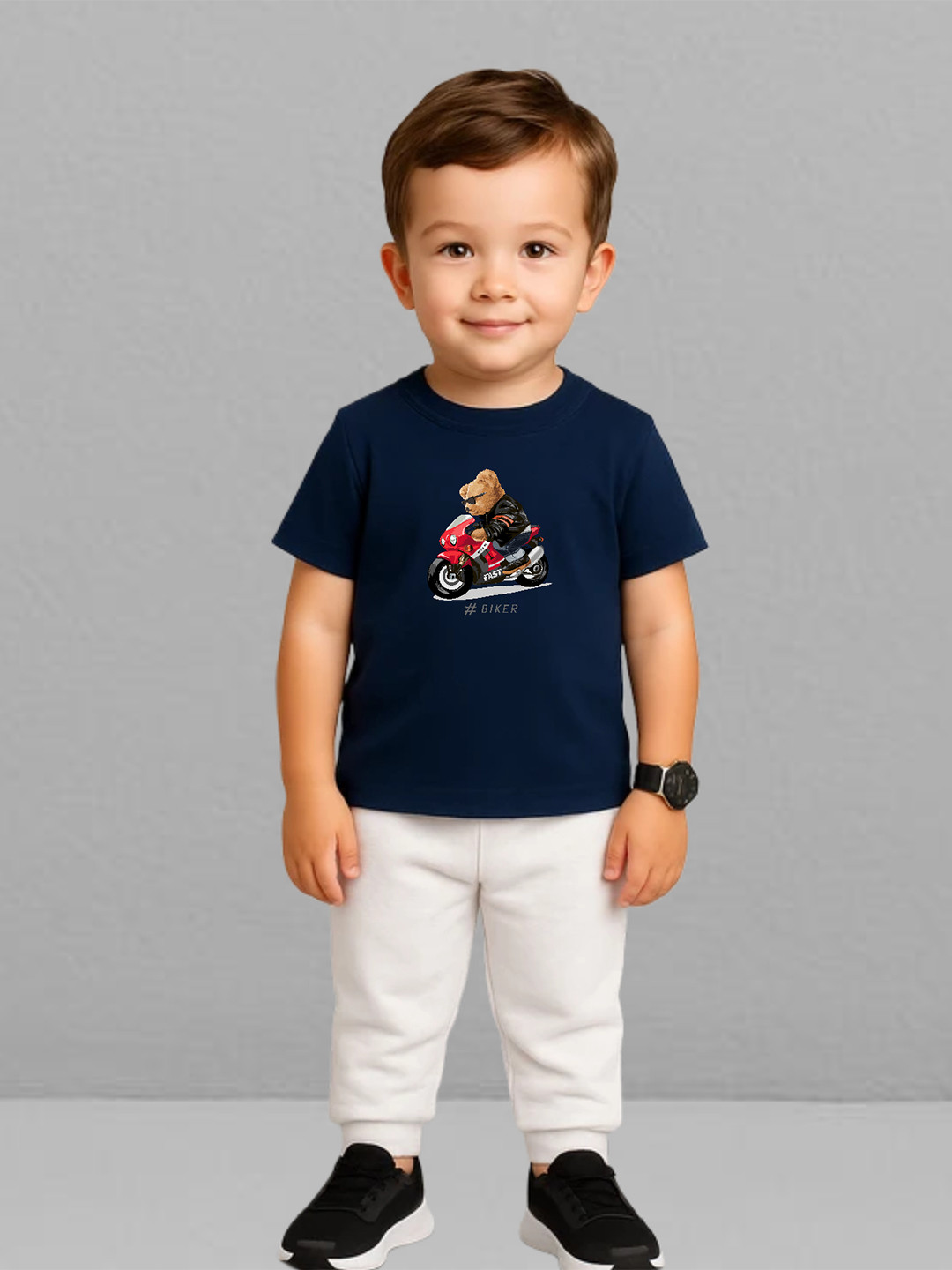 YK X First Laugh Boys Biker Printed T-shirt