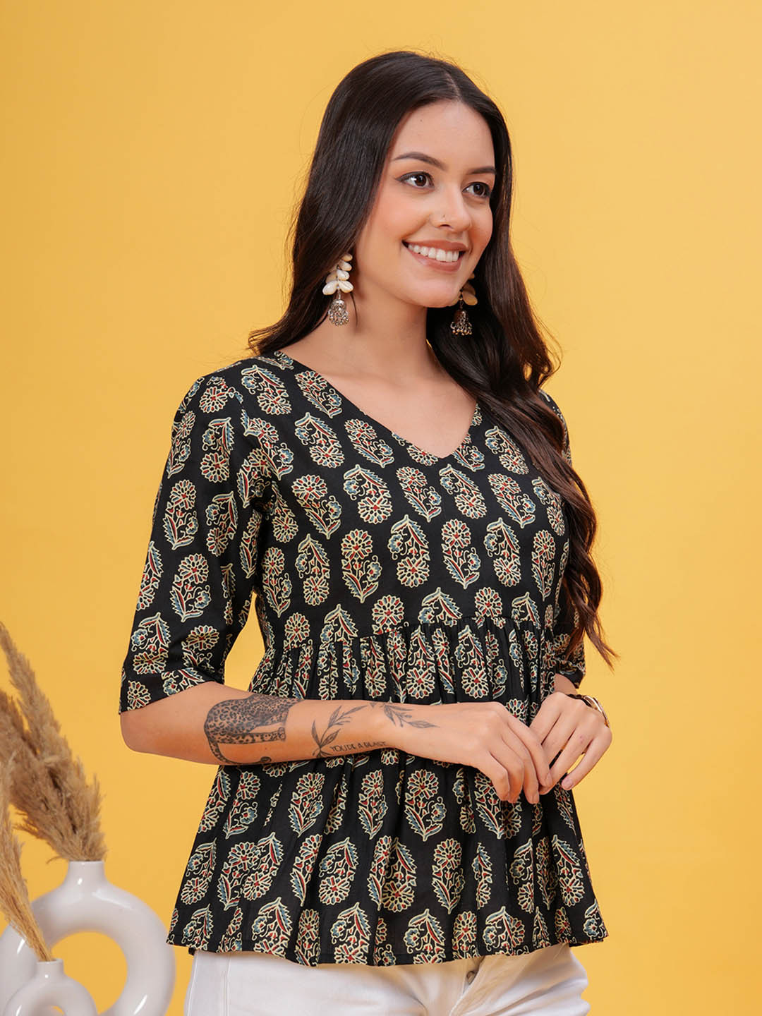 Zenava by Myntra Women Pure Cotton Ethnic Motifs Printed Empire Anarkali Kurtis