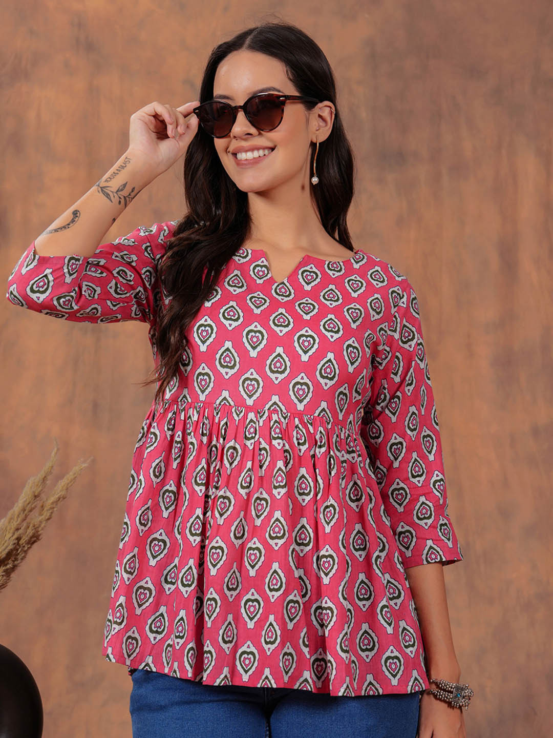 Zenava by Myntra Women Pure Cotton Ethnic Motifs Printed Empire Anarkali Kurtis