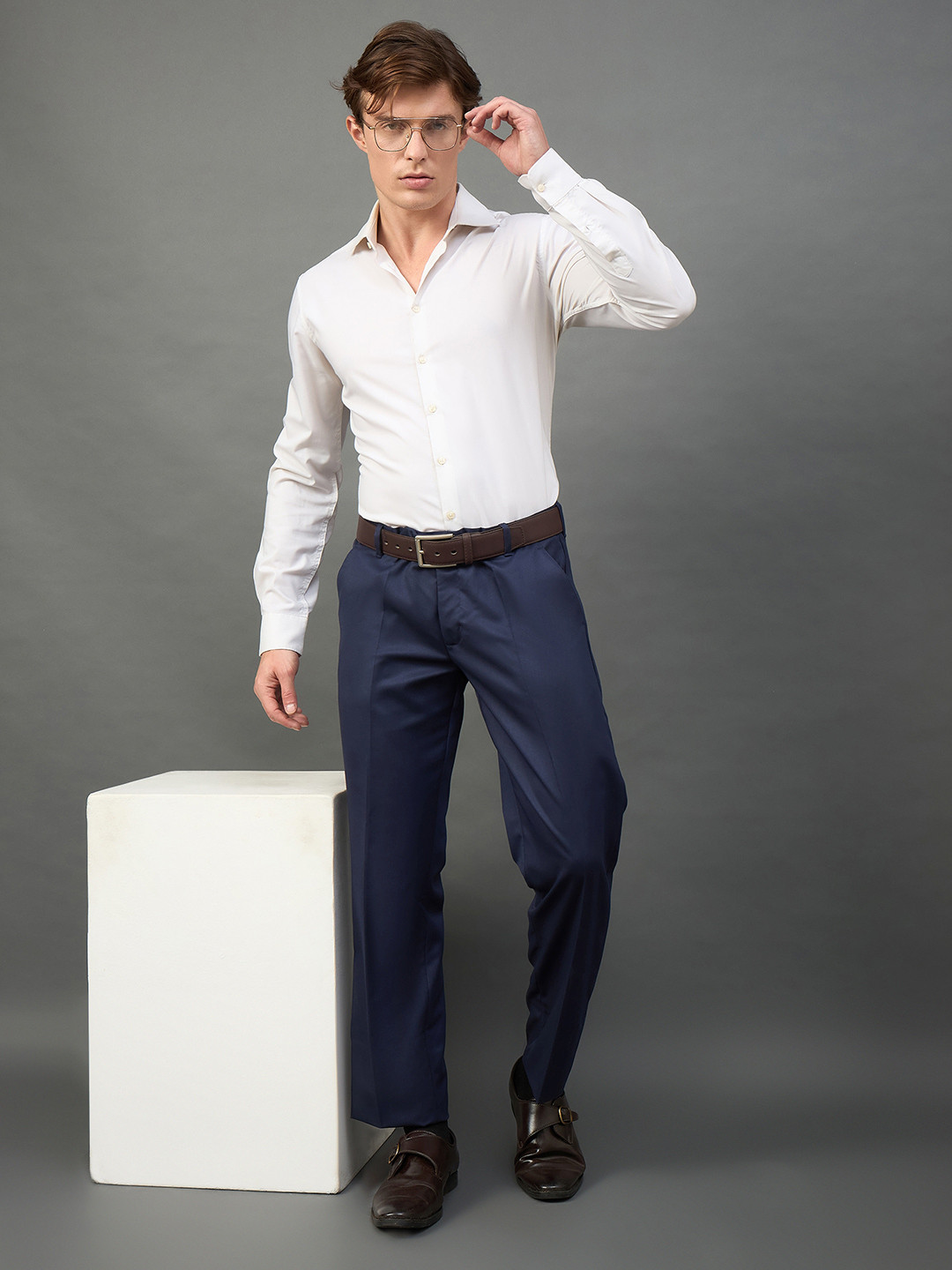 Club York Men Solid Regular Fit Formal Trouser