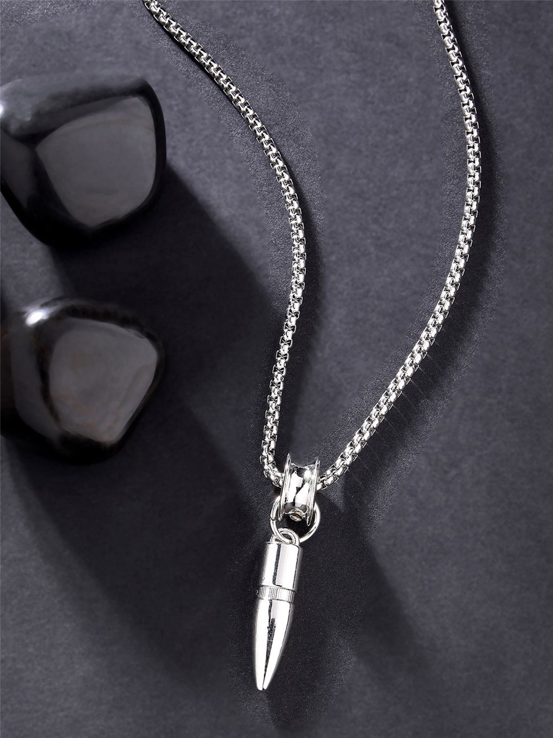 The Roadster Lifestyle Co Silver-Plated Bullet Pendant With Chain
