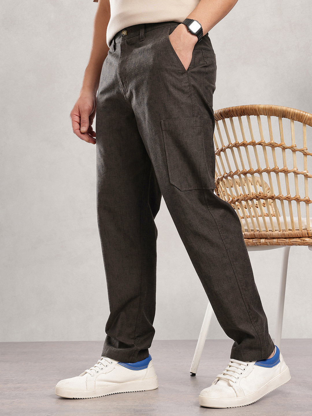 Nautica Men Coastal Comfort Linen Regular Fit Trousers