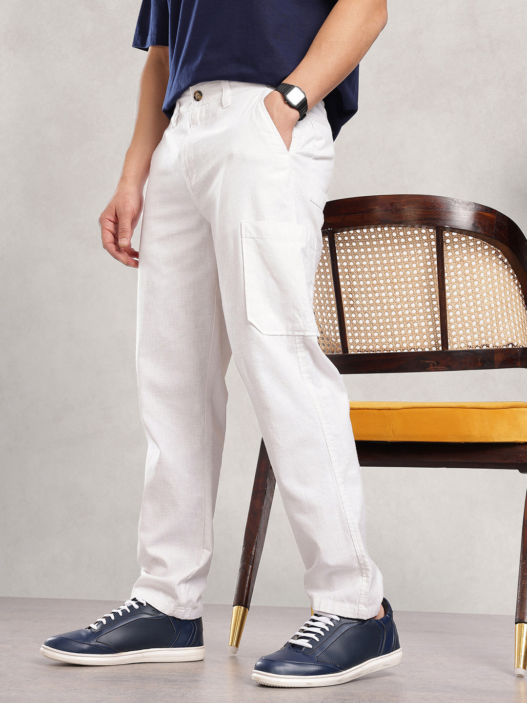 Nautica Men Coastal Comfort Linen Regular Fit Trousers
