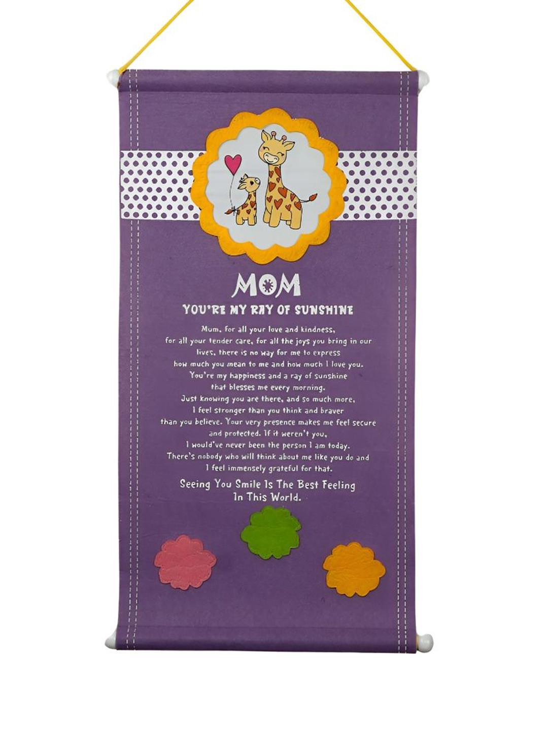 Archies Mom you are my Sunshine Fabric Floral Matte Hanging Hall Wall Hangings-23.6In