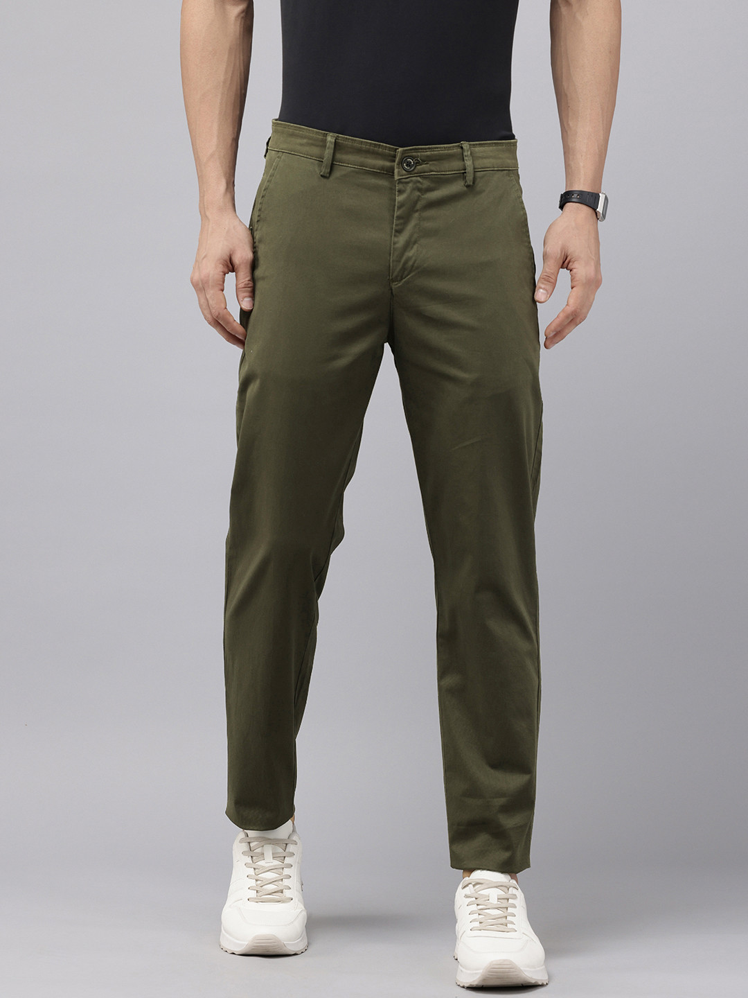 GENIPS Men Checked Slim Fit Easy Wash Trousers