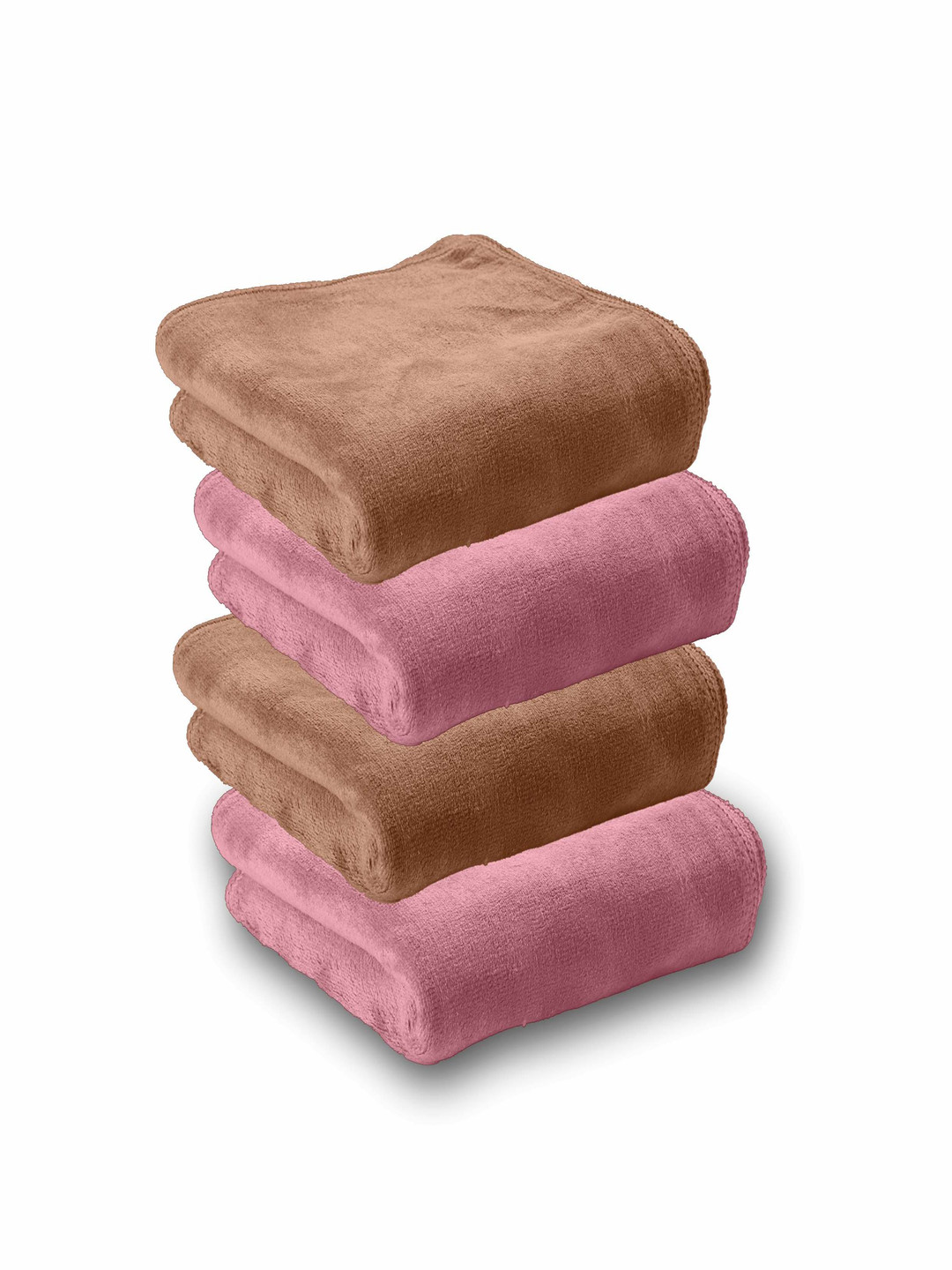 HOUSSE Brown & Pink 4 Pieces 450 GSM Ultra Absorbent Super Soft Quick Dry Face Towels