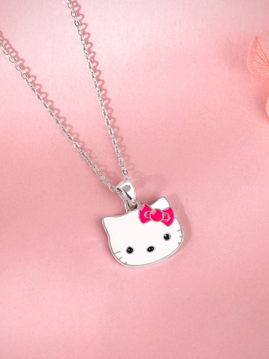 GIVA 925 Silver Rhodium-Plated Hello Kitty Kid's Pendant with Chain