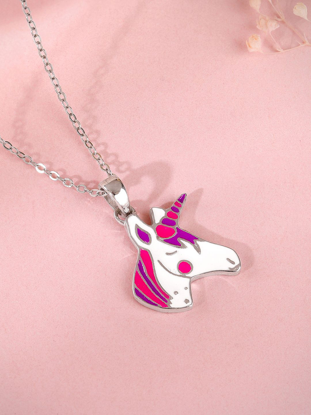 GIVA 925 Silver Rhodium-Plated Fairy Unicorn Kid's Pendant with Chain
