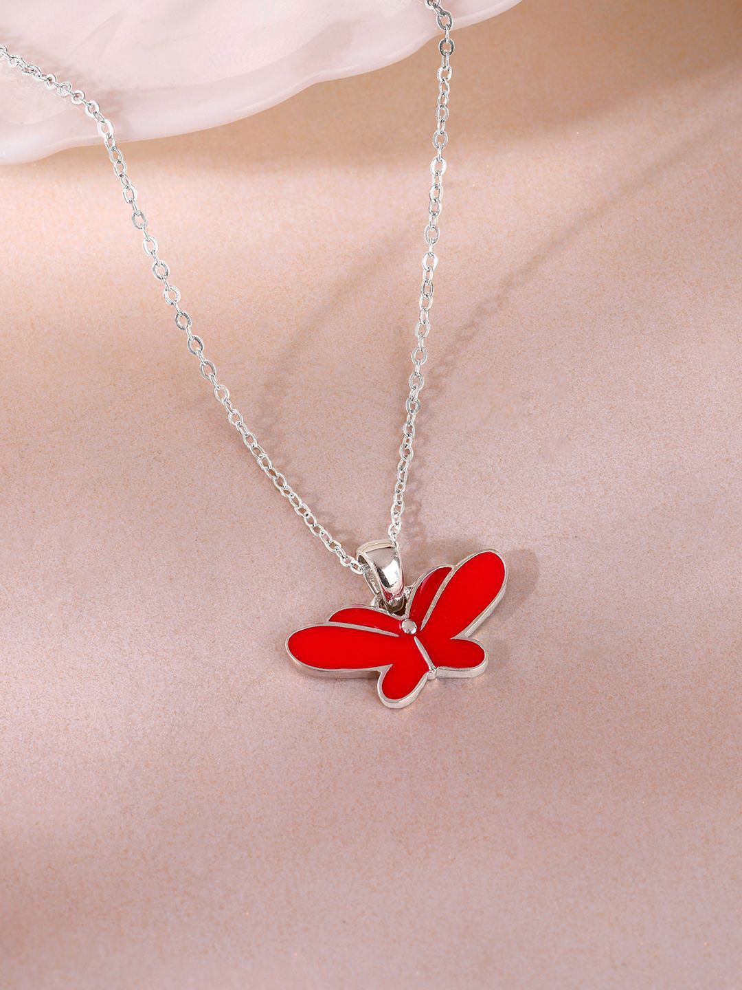 GIVA Kid's 925 Silver Rhodium-Plated Pookie Butterfly Pendant With Chain