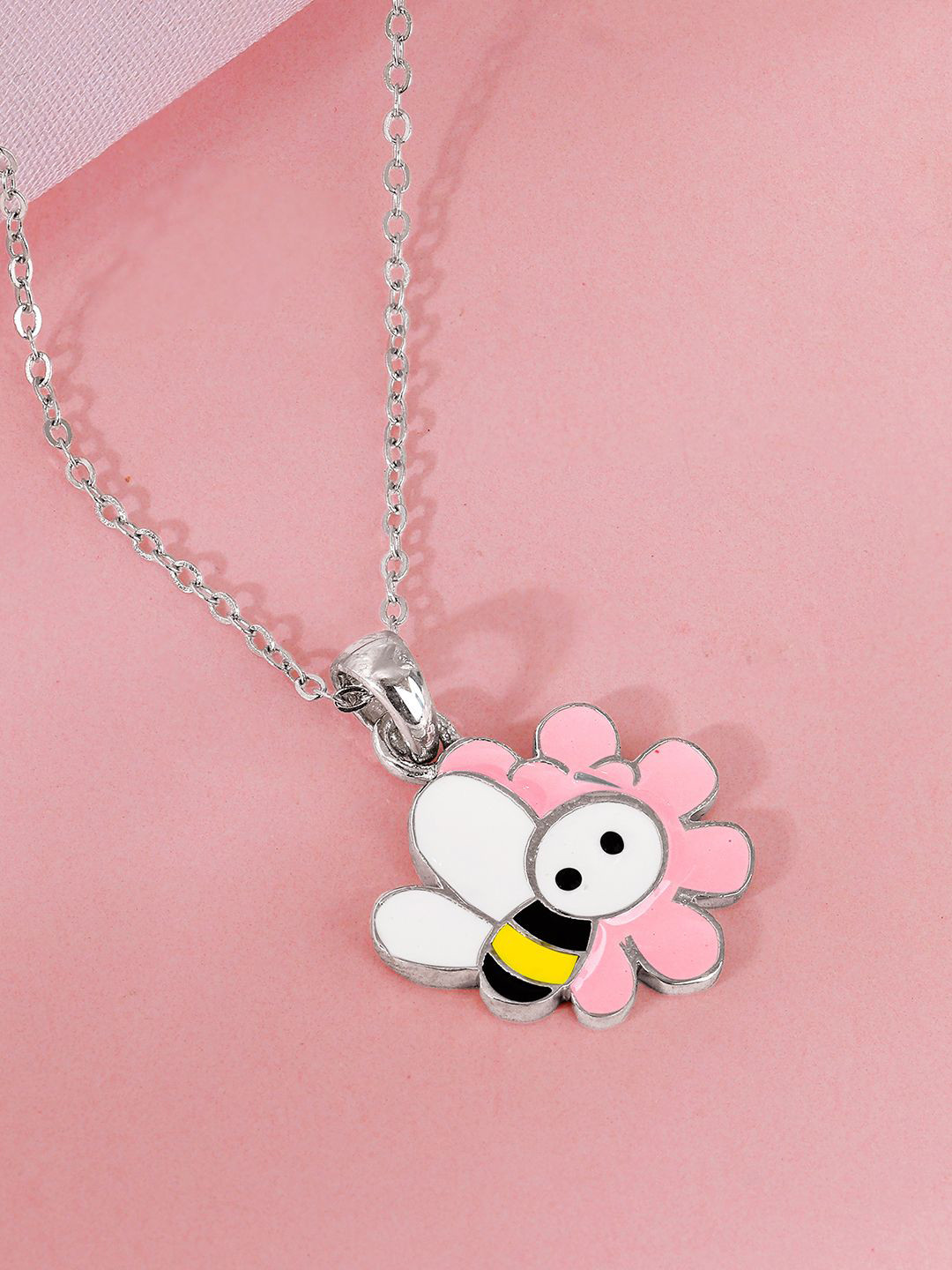 GIVA Kid's 925 Silver Rhodium-Plated Honeybee Pendant with Chain