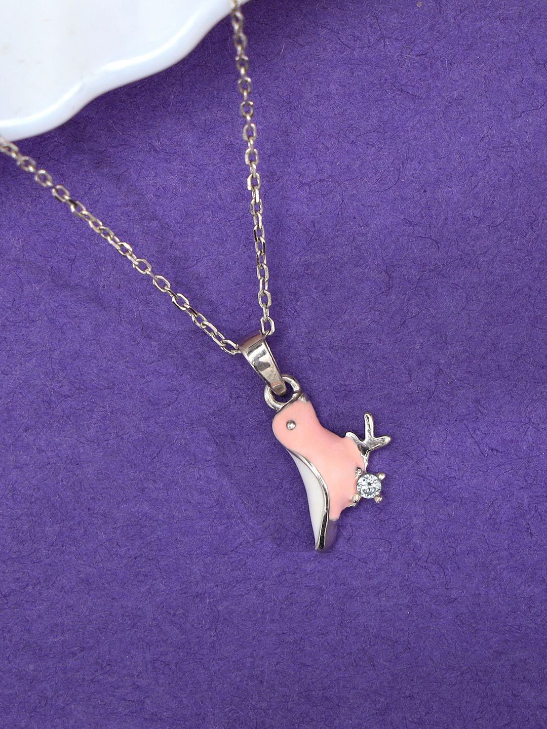 GIVA Kid's 925 Silver Rhodium-Plated Contemporary Pendant with Chain