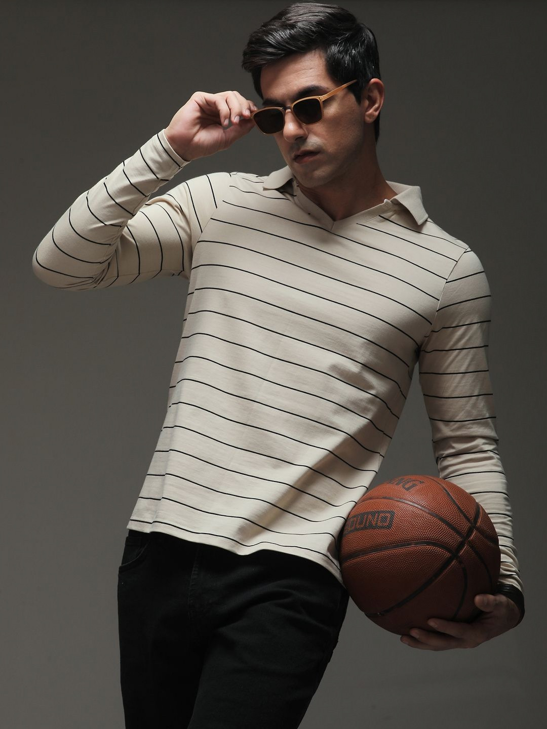 DILLINGER Men Regular Long Sleeve Polo Striped Tshirt