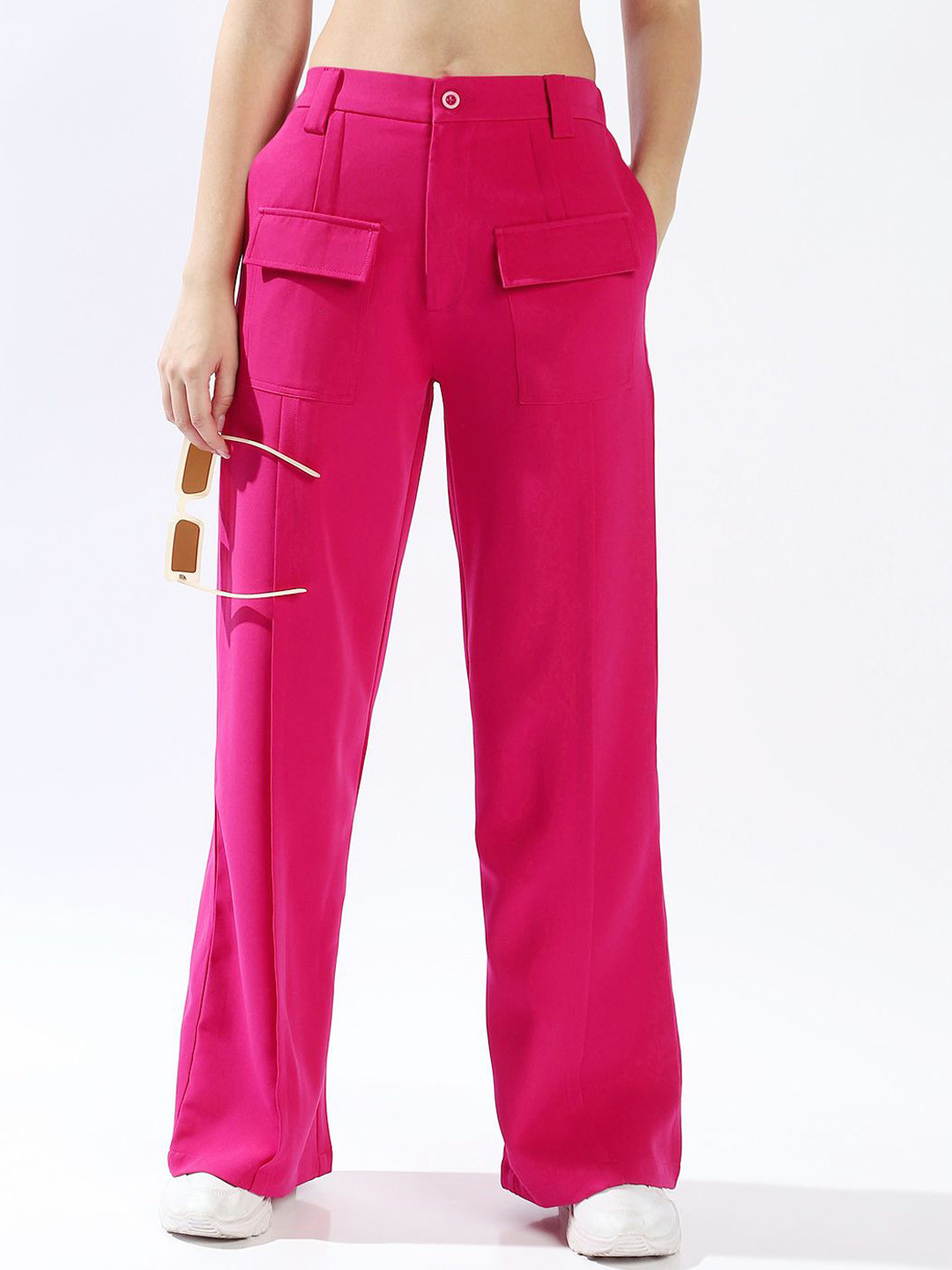 High Star Women Relaxed Loose Fit High-Rise Easy Wash Korean Trousers