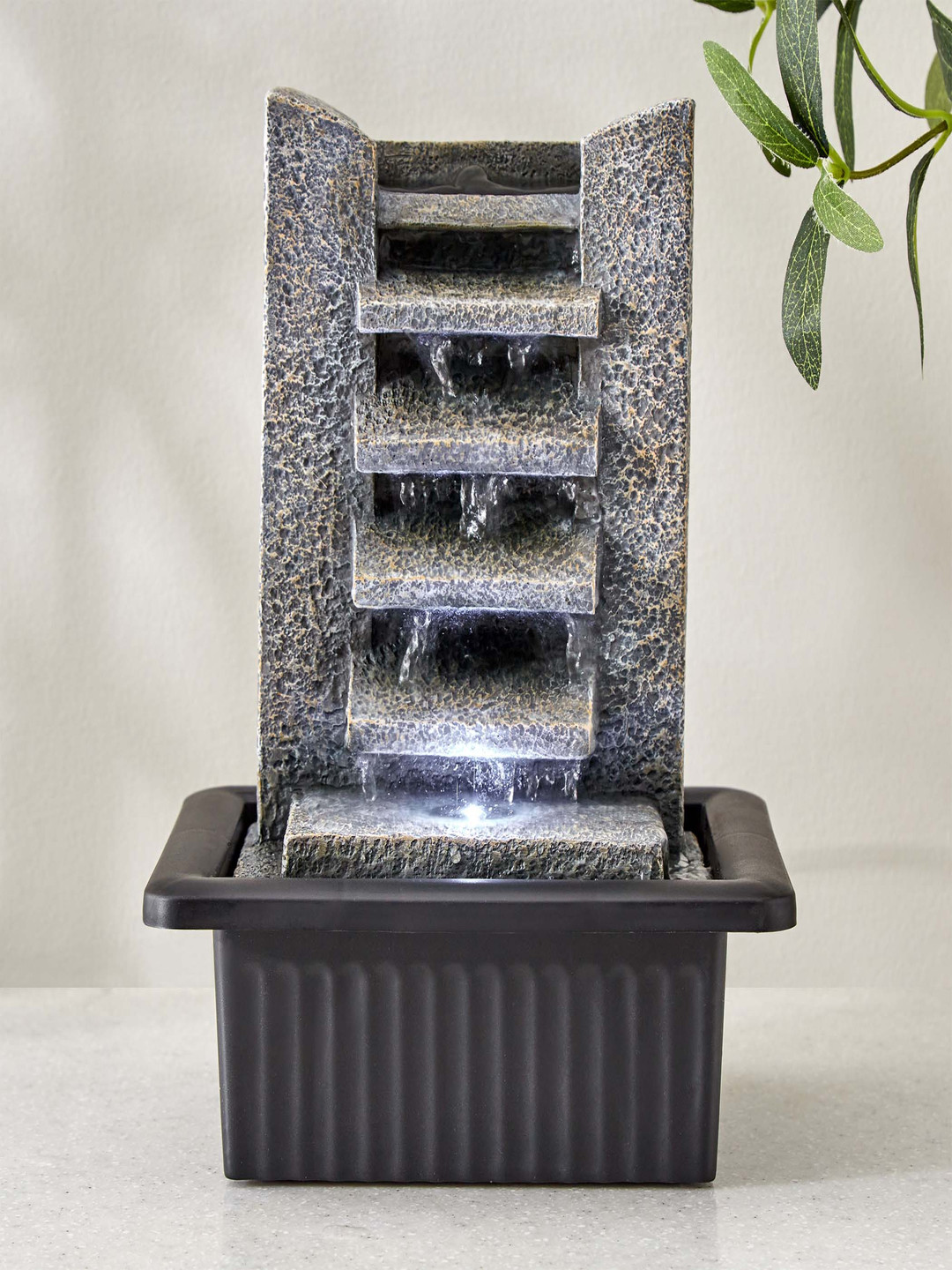 Home Centre Grey & Black Alpine Step Water Fountain