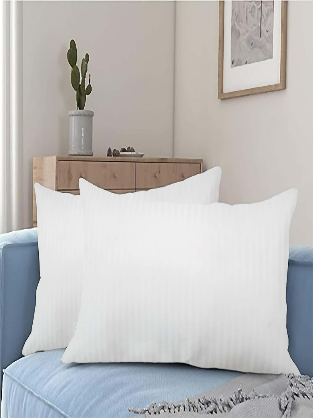 Florida Lu xurious White Solid Polycotton Ultra Soft Set of 2 Ultra Soft Fibre Sleep Pillow-46 x 69 cm