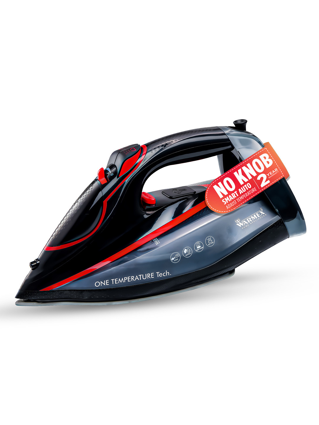 Warmex Home Appliances Red Stainless Steel Anti-Drip Steam Iron-2200W