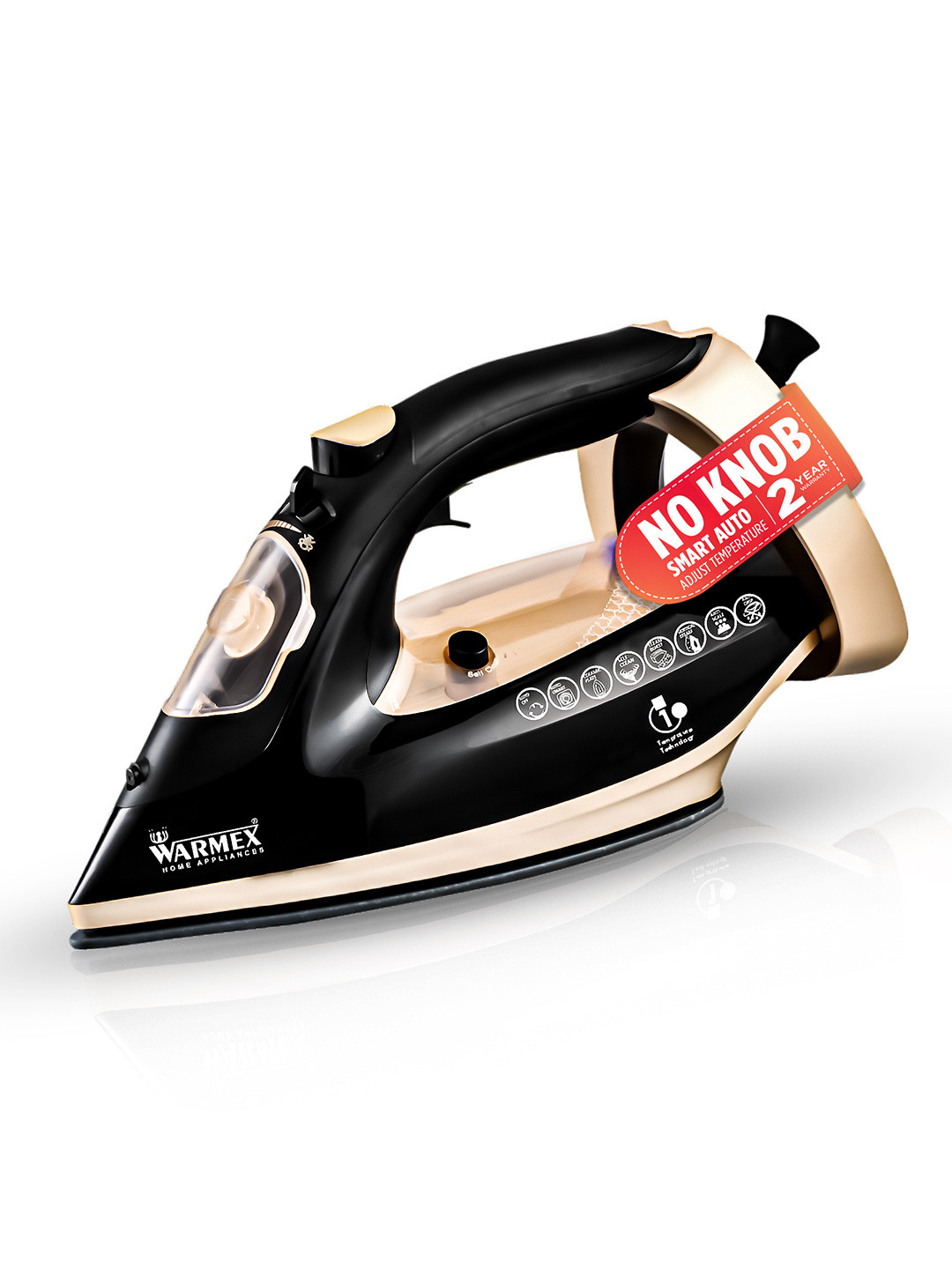 Warmex Home Appliances White Stainless Steel Spray & Steam Burst Setting Steam Iron-2000W
