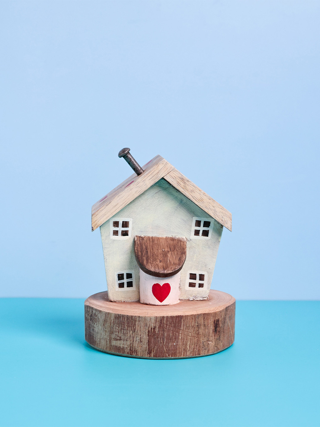 The Wishing Chair House on a Hill White Wood Natural Living Room Large Showpiece - 9.1 Inches