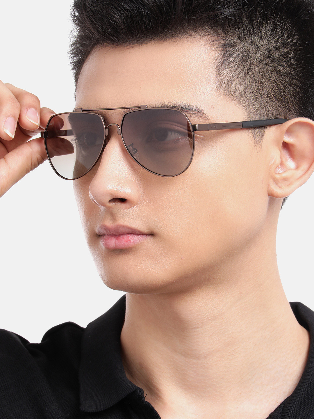 Carlton London Brown Toned with Polarised Lens Aviator Sunglass